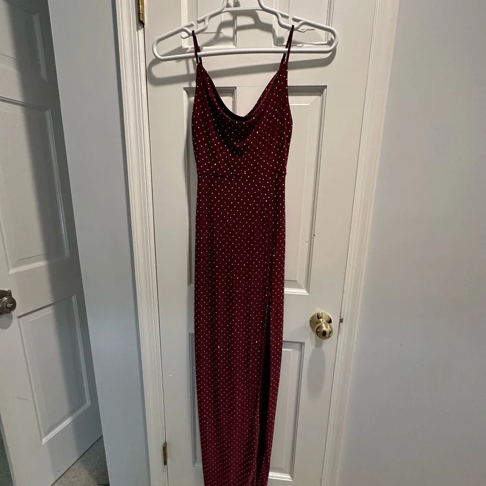 B Darlin Burgundy Rhinestone Dress Size Small - Picture 10 of 10